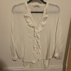 ZARA white cotton blouse